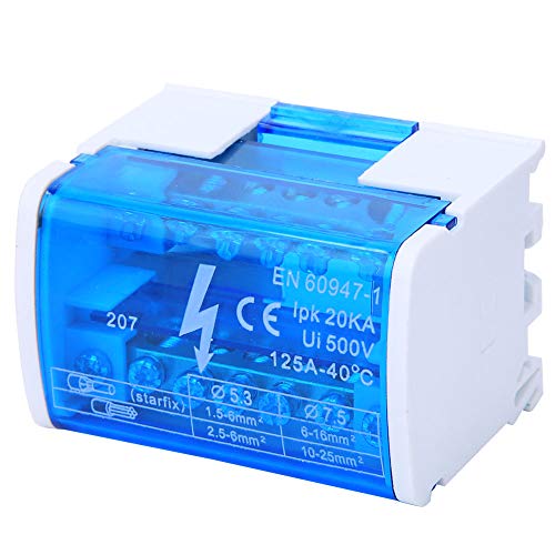 Klemmenverteilerkasten, 2x7 Löcher Klemmenblock-Anschlussdose, DIN-Schiene 2-Ebenen-Einphasen-Klemmenblock-Verteilerkasten mit Transparenter Staubabdeckung von Yosoo Health Gear