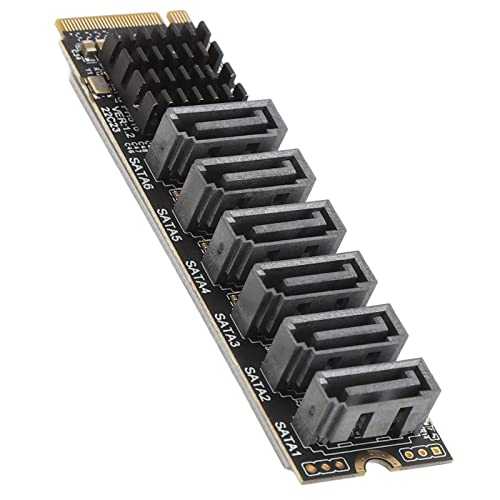M.2 zu SATA3.0 Erweiterungskarte, M.2 PCIE zu SATA Adapterkarte, M.2 zu SATA3.0 Adapterkarte 6 Gbit/s Hochgeschwindigkeit ASM1166 M.2 PCIE zu SATA Erweiterungskarte mit Smart M.2 zu SATA3.0 Erweiterungskarte, M.2 PCIE zu SATA Adapterkarte, M.2 zu SATA3.0 Adapterkarte 6 Gbit/s Hochgeschwindigkeit ASM1166 M.2 PCIE zu SATA Erweiterungskarte mit Smart von Yosoo Health Gear