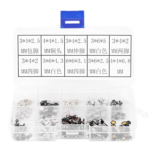 Micro Taster Schalter, 250 Stück 10 Arten Tactil Mikrotaster Autoschlüssel, Tactile Push Button Switch Micro Switch Tactile Button Sortiment Kit Mit Box Für Auto Fernbedienungsschlüssel Micro Taster Schalter, 250 Stück 10 Arten Tactil Mikrotaster Autoschlüssel, Tactile Push Button Switch Micro Switch Tactile Button Sortiment Kit Mit Box Für Auto Fernbedienungsschlüssel von Yosoo Health Gear