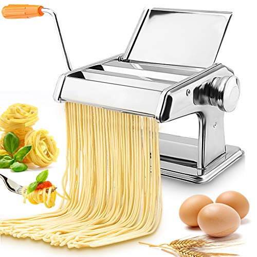 Nudelmaschine Manuell Edelstahl, Pasta Maschinen, Abnehmbarer Handnudelschneider mit abnehmbarer Hand für Restaurant für die Küche von Yosoo Health Gear