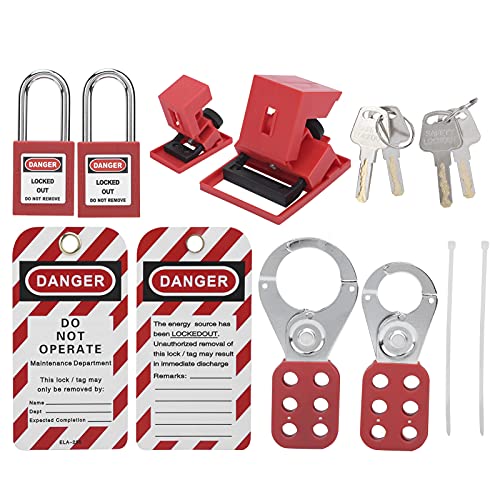 Ockout Tagout Kit, Electrical Lock Out Tag Out Kits Lockout Vorhängeschloss Vorhängeschloss, Elektrisches Lockout-Set mit Aufbewahrungstasche für Industrie, Schlösser und Zubehör von Yosoo Health Gear