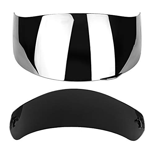 PC Motorrad-Objektiv-Visier, Helm-Objektiv-Visier-Schild, Vollgesichts-Objektiv-Visier Motorrad-Windschild Helm-Objektiv-Visier-Schild Full Face Fit für AGV K1 K3 SV K5 K5-S (Transparent)(Silber-) von Yosoo Health Gear