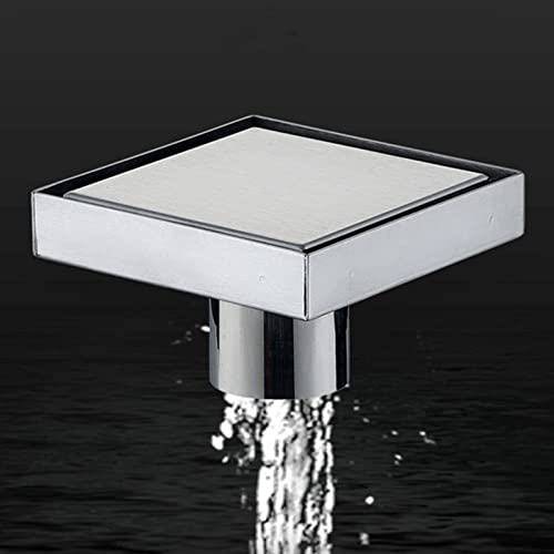 Quadratischer Duschbodenablauf mit Filtersieb, Edelstahlablauf, Gebürstetem High-Flow-Kit-Flansch, Abnehmbarer Gitterabdeckung und Haarflansch aus Lebensmittelechtem SUS 304 von Yosoo Health Gear