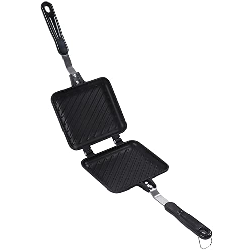 Sandwich Pan Frühstück Sandwich Maker, Doppelseitiger Antihaft-Sandwich Panini Maker Pan Muster Gitter, Gegrilltes Sandwich und Panini Maker Pfanne mit Anti-Verbrühungs-Griff, von Yosoo Health Gear