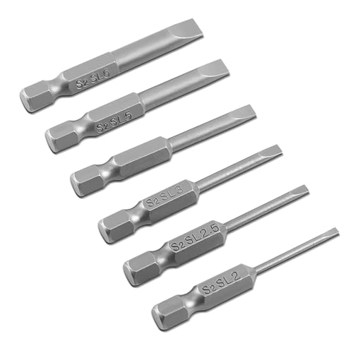 Schlitzspitze Flachkopf-Magnetbohrer, 6 Stück 50 Mm 2,0-6,0 Mm 0,25 Zoll Sechskantschaft S2 Legierung Flachkopf-Magnetspitze Schlitz-Schraubendreher-Bits-Set von Yosoo Health Gear