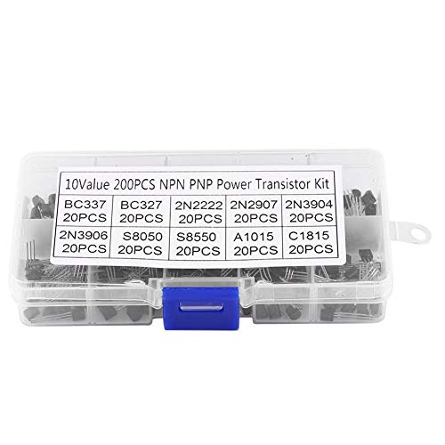 Silizium-Transistoren Sortiment Werkzeug-Sets, Transistor-Kit Transistoren Box 200PCS 3-poliges Transistor-Sortiment Transistor-Kit BC337 BC327 2N2222 2N2907 2N3904 2N3906 S8050 S8550 A1015 C1815 von Yosoo Health Gear