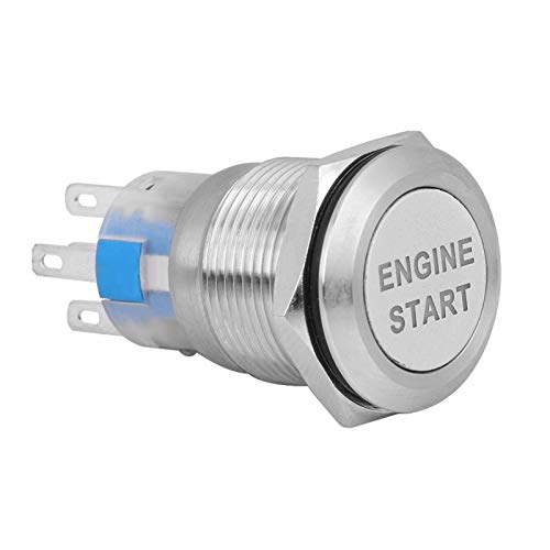Startknopf 12V, Motor-Starttaste, 12V Wasserdichter LED-Tastenschalter Zündstarter EIN/AUS Auto-Motortaste(Silber) von Yosoo Health Gear