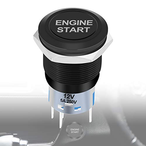 Startknopf Zündschloss, Engine Start Button, KFZ Startknopf, Motor-starttaste, Starterknopf Anlasser, 12v Wasserdichter LED-tastenschalter Zündstarter Ein/aus Auto-motortaste(schwarz) von Yosoo Health Gear