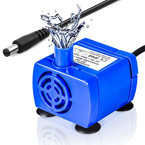 Tauchwasserpumpe, Ersatzpumpe für Blumen-Katzenbrunnen, Ultra leise Haustier-Aquarium-Wasserpumpe, 12V elektrische Wasserpumpe, 1.6L Haustier-Wasserbrunnen mit geringem Stromverbrauch, 1.8m Kabel von Yosoo Health Gear