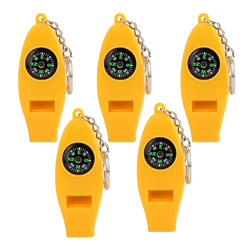 Yosoo Health Gear 5pcs Set Multifunktionales Überlebenspfeifen mit Kompass -Thermometer -Lupe, Notfallsicherheitsinstrument für Camping -Wanderfischen Im Freien, mit Lanterem Reisebereich, von Yosoo Health Gear