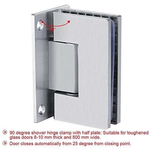 Yosoo Health Gear Edelstahl-Duschglastürscharnier, Hochleistungs-8-10 Mm Rahmenlose 90-Grad-Halterung Wand-zu-Glas-Duschtür-Wandmontagescharnier von Yosoo Health Gear