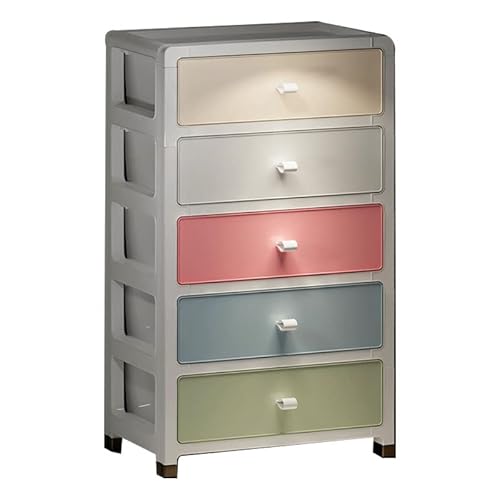 Yosoo Health Gear Makkaronfarbe Multi -Layer -Schubladen -Lagerschrank, Große Kapazität PP Nachtschränke Büroschubladenschrank (5 Schichten) von Yosoo Health Gear