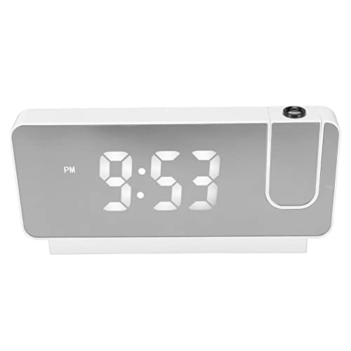 Yosoo Health Gear Projektionswecker, Digitaluhr mit um 180° Drehbarem Projektor, Uhrzeit, Datum, Temperaturanzeige, Weitwinkel-HD-LED-Bildschirm, Projektoruhr an der Decke für Schlafzimmer, (White) von Yosoo Health Gear