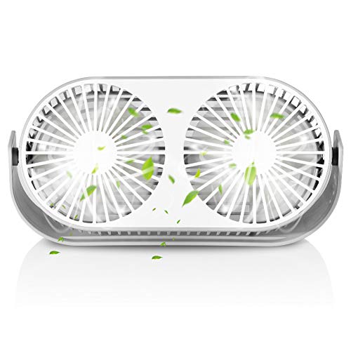 Yosoo Health Gear Schreibtischventilator, USB -Einstellungen mit Drei Geschwindigkeiten 5 V 360 ° nach Oben und Unten Tragbarer Doppelköpfe für Büro -Heimnässenstudienbibliothek von Yosoo Health Gear
