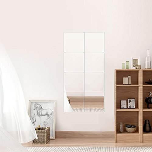 Yosoo Health Gear Wandaufkleber, quadratisch, abnehmbar, kein Glas, Spiegel, selbstklebend, für Haus, Wohnzimmer, Schlafzimmer, 16 Stück von Yosoo