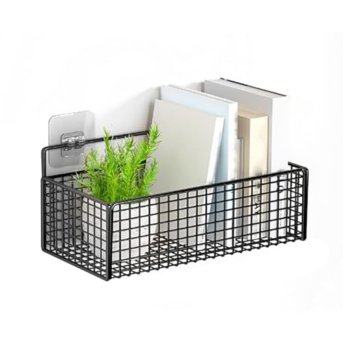 Yosoo Health Gear Wandmontage Lagerregal 1PC Kein Bohrerlagerkorb, Platz Sparende Schwimmende Tablett Multifunktional Hängende Küchenmetallkörbe für Schlafsäle Schlafzimmer 10.6x5.9x3.5in von Yosoo Health Gear