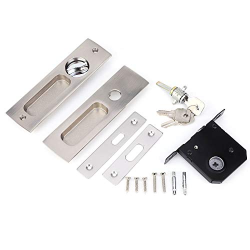 Yosoo Health Gear Zinklegierung Schiebetürschlösser, Hölzerne Unsichtbare Tür Doppelseitiges Schloss mit 3 Tasten Flush Pull Griff Versteckte Türschloss von Yosoo Health Gear