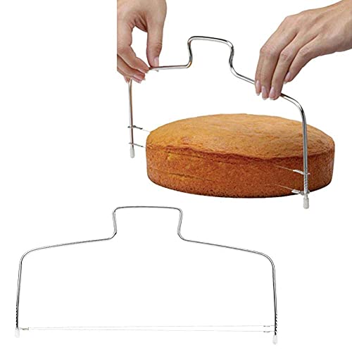 2 St¨¹ck Backwerkzeug Edelstahl Doppeldraht Kuchenschichter Kuchenschneidwerkzeug Doppeldrahtschneiden Edelstahl Doppeldraht Einstellbare Kuchenschneidemaschine Schneidwerkzeug Backzubeh?r von Yosoo