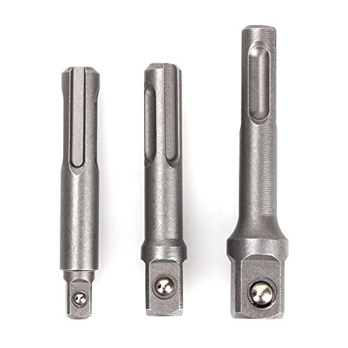 3 Stück 1/4 Zoll, 3/8 Zoll, 1/2 Zoll Steckschlüssel-Adapter, Bohrer-Bit-Adapter, extra langer Adapter für SDS-Plus-Hammerbohrer von Yosoo