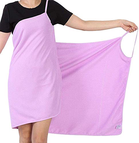 Yosoo Mehrzweck Badetuch, Super Saugfähiges Badetuch Strandtuch Dusche Pool Spa Damen Riemen Schulter Wäscheklammer Microfiber Weich Doppelschulter Design Weiß Blau Violett Purpur von Yosoo