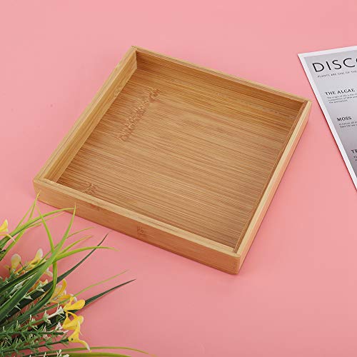 Cafopgrill bambus tablett holztablett, Serviertablettset aus Holz Serviertabletts aus Bambus im japanischen Stil Rechteckiges Serviertablett aus Holz Tabletts aus Bambus(19.3 * 19.3 * 3 cm) von Cafopgrill