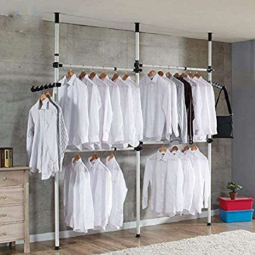 Garderoben Teleskop System mit 4 Stangen Verstellbares Regalsystem Kleiderstangen Regal, Höheverstellbar 281 - 329cm, bis 60 kg/Stange Garderoben Teleskop System mit 4 Stangen Verstellbares Regalsystem Kleiderstangen Regal, Höheverstellbar 281 - 329cm, bis 60 kg/Stange von Yosoo