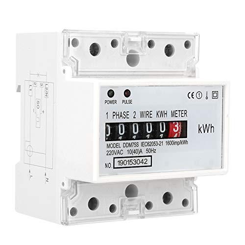 Stromzähler, DIN-Schienen-Stromzähler, Elektronischer KWh-Zähler, Einphasig 4P LED DIN-Schienenstrom Stromverbrauch Wattmeter Energy Mete DDM75S 10-40A von Yosoo