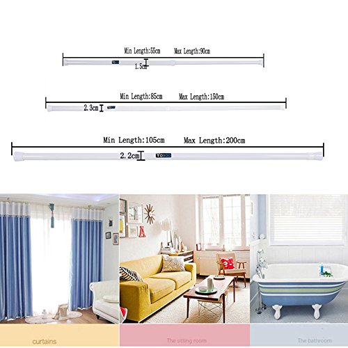 Teleskopstange Universell Duschstange, Ohne Bohren Gardinenstange Kleiderstange Duschvorhangstange Duschvorhang Stange Klemmstange von Yosoo