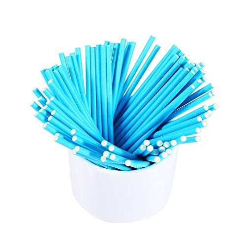 Yosoo 100 × Bunte Lollipop-Sticks aus Papier Eibisch-Sticks Food Safe Safety Cake Stick (Color : Blue) von Yosoo