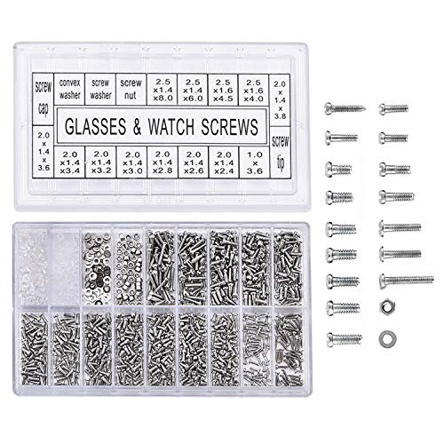 Yosoo 1000 Stück Edelstahl Brillen Uhr Reparatur Schraube Ersatz Kit Set Winzige Schrauben Nuss Sortiment Repair Tool Kit Set von Yosoo