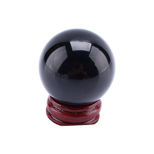 Yosoo Asiatische seltene natürlichem Quarz Magic Crystal Healing Ball Kugel 40 mm mit Standfuß schwarz von Yosoo