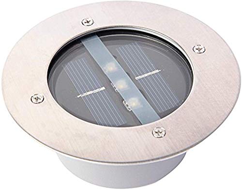 Yosoo Edelstahl Rund Solar Led Unterirdischen Licht Wasserdicht Boden Vergraben Licht Außenbeleuchtung Solar Garten Dekorative Leuchten (Warmes Weißes Licht) von Yosoo