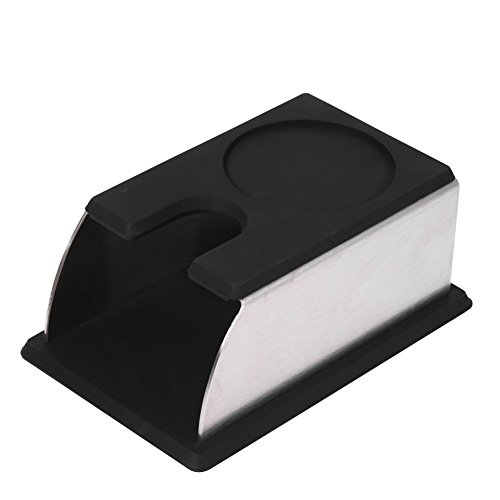 Yosoo Kaffee Temper Standplatz Dland Robustem Edelstahl Tamping Ständer Kaffeemaschine Agergestell Mit Mat Hand Kaffee Stampfer Zubehör (Farbe : Schwarz) von Yosoo