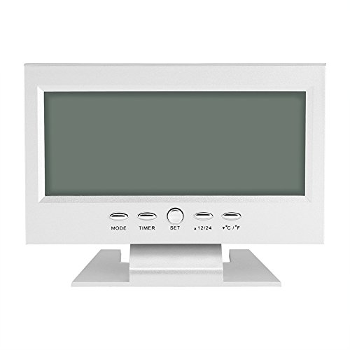 Yosoo Multifunktions Klangsteuerung Große LCD Digitaluhr Tisch Schreibtisch Wecker mit Zeit Kalender Woche Temperaturanzeige Snooze Uhren(Silber) von Yosoo