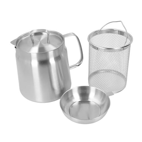 Yosoo Ölsieger -Topf mit Großer Kapazität aus Edelstahl -Fettspeicher mit Ergonomischem Griff Zum Braten von Hühnerspeckkochen (2L) von Yosoo