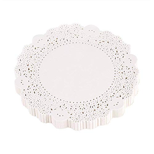 Yosoo Papier Deckchen ausgehöhlten Vintage Lace Paper Deckchen Kuchen Verpackung Pads Hochzeit Geschirr Dekoration Set von 180 Multi Größe(8.5inch) von Yosoo