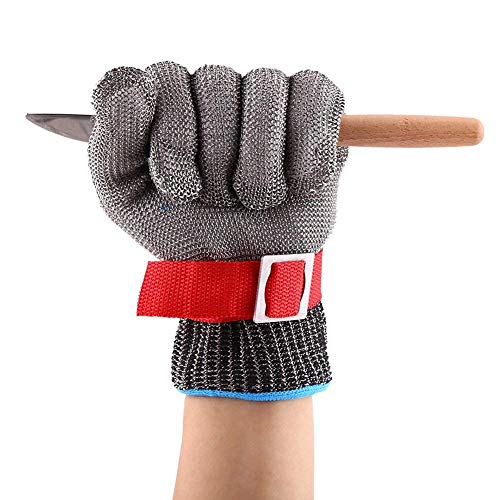 Yosoo Robuster 304-Drahtgeflecht, schnittfester Handschuh mit verstellbarer Schnalle, Gartenarbeit Metzgerglas Fabrik Arbeitsschutz Werkzeug von Yosoo