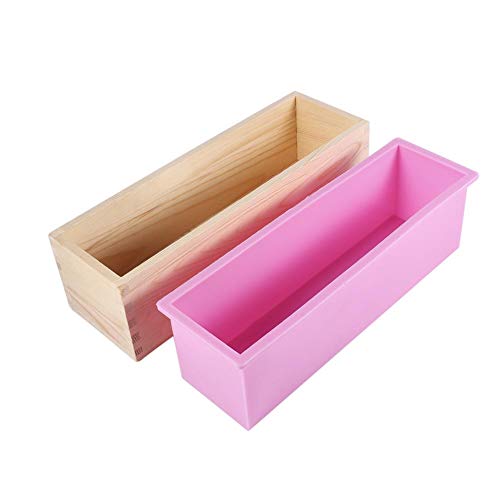 Silikon Liner Seifen Form mit Kasten hölzerner Rechteck Seifen Form DIY das Werkzeug Kerzen Kuchen macht backen Form von Yosoo