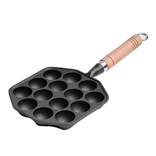 Yosoo Takoyaki Pfanne, 14 Löcher Takoyaki Pfanne, Antihaftbeschichtet, Gusseisen Kraken Fleischbällchen Formenmacher mit Abnehmbarem Griff für das Backen von Pfannkuchen zu Hause von Yosoo