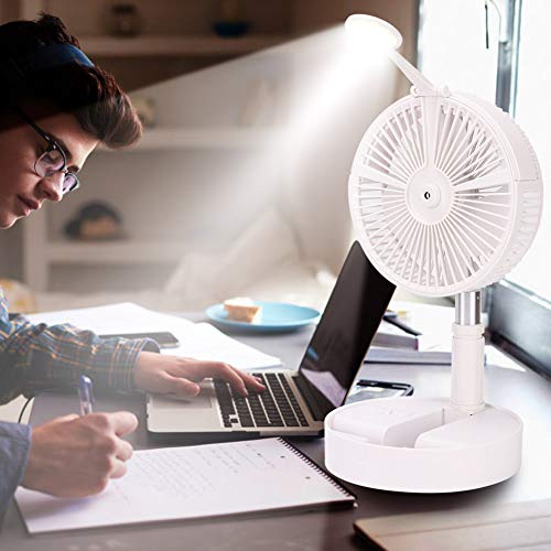 Yosoo Teleskop -Desktop -Lüfter, Tragbarer Faltkühlungslüfter, Multifunktional mit LED Licht und 7200 mAh Akku, USB Laden, Geeignet für Schreibtisch oder Bodengebrauch von Yosoo