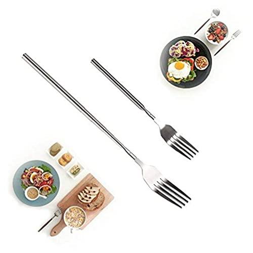 Yosoo Teleskop Gabel Teleskop Besteck Ausziehbar Lang Griff Gabel Grill Anrösten Abendessen Obst Dessert Lange Gabel Besteck von Yosoo