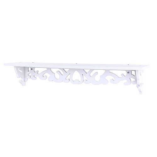 yosoo weiß Regal Shabby Chic Filigrane Stil Cut Out Design Wandregal, Pastoral Hohl geschnitzt Wand Deko Mounted Floating Storage Display,(L) x (w): 46 x 9 cm/18,11 x 3,54 Zoll (Genehmigung) von Yosoo