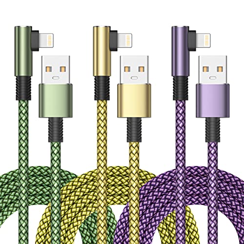 iPhone-Kabel [2 Meter 3 Stück] Ladekabel iPhone Schnellladung Lightning USB-Kabel rechtwinklig MFi-zertifiziert lang Nylon Ladekabel für iPhone 14 13 12 11 Pro Max XS XR X 8 7 6 iPad von Yosou