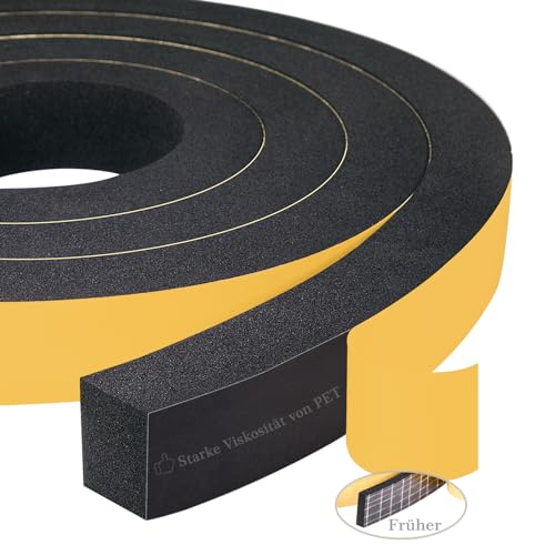 Yotache Schaumstoff Klebeband Selbstklebend 25 mm(B) x 20 mm(D) Türdichtungen Selbstklebend für Anti-Kollision Schwarz (2 Rollen je 2m lang) von Yotache