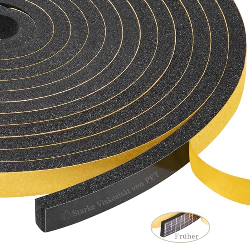 Yotache Dichtungsband Selbstklebend für Türen, Fensterdichtung10mm(B) x 6mm(D) Lärm Schalldämmung Wasserdicht Gummidichtung Abdichtungsband Schwarz (2 Rollen je 4m lang) von Yotache