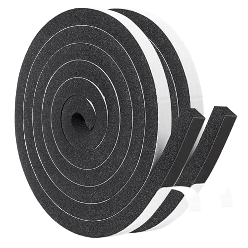 Yotache Dichtungsklebeband 12mm(B) x 12mm(D) mit hoher Dichte, Türdichtung Fenste super klebrig Schaumstoff Klebeband für Stoßschutz Klimaanlage Flammhemmendes Dichtungsband (2 Rollen je 2m lang) von Yotache