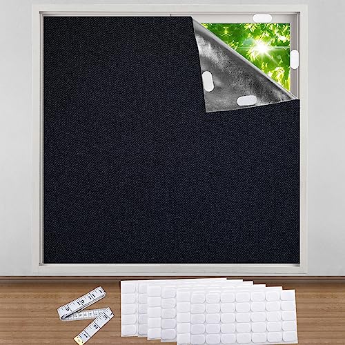 Yotache Fenster Verdunkelung, 100% UV-beständigem Polyestergewebe Sonnenschutz Hohe Qualität ohne Bohren Verdunkelungsrollo für Schlafzimmer, Dachfenster, 2m x 1,45m Schwarz von Yotache