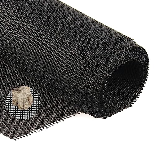 Yotache Katzenschutzgitter 220×90 cm, Petscreen katzengitter Fenster ohne Bohren, PVC-beschichtetes Polyester Insektenschutz Fliegengitter, Schwarz von Yotache