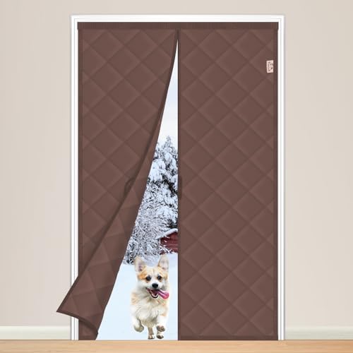 Yotache Magnet Wärmeschutzvorhang, Thermo Türvorhang 120 x 220 cm Winddicht Wärmeschutz für Balkontür, Oxford Tuch mit Polyester Baumwolle Warm Winter von Yotache