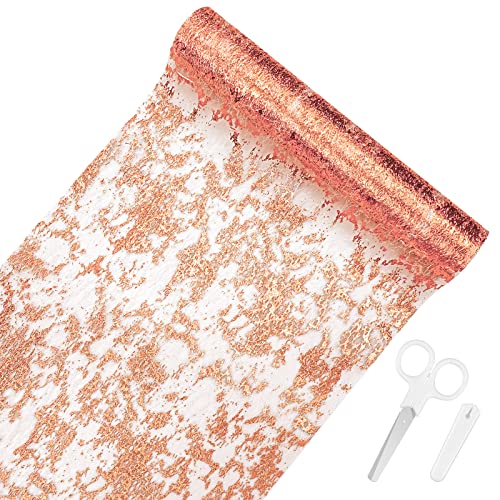 Yotako Tischläufer Rosegold Glänzend, 100x28cm Tischband mit Beschicht in glänzend golden, Polyester Herbstlich Tischläufer Tischdeko für Hochzeit, Ostern, Weihnachtlich oder Festival Neujahr von Yotako